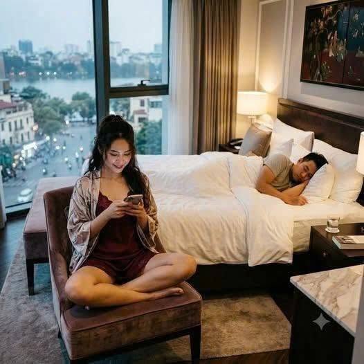 Chồng chị và em đang ở nhà khách nè chị, chị đến đây luôn cho vui”