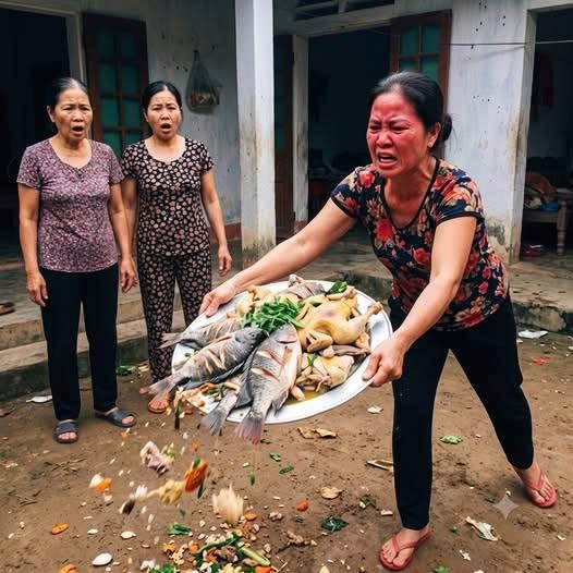 Con dâu hất tung mâm cỗ ê hề vì mẹ chồng, 10 phút sau cả xóm náo loạn chứng kiến…