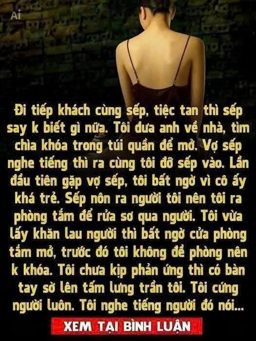 Đưa sếp về nhà, chưa kịp rời đi thì đã có bàn tay lạ đặt trên lưng, quay người lại tôi choáng váng khi thấy gương mặt người phía sau