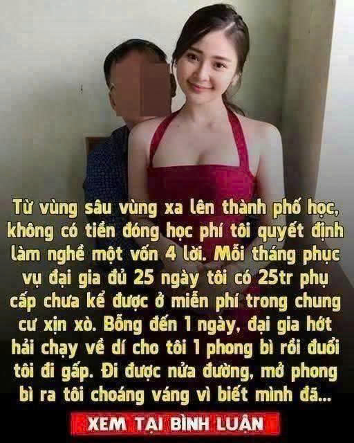 Từ vùng sâu vùng xa lên thành phố học, không có tiền đóng học phí tôi qu yết định làm nghề một vốn 4 lời. Mỗi tháng tiếp 10 vị “kh:ách V.IP” là tôi có 25 triệu, chưa kể được ở miễn phí