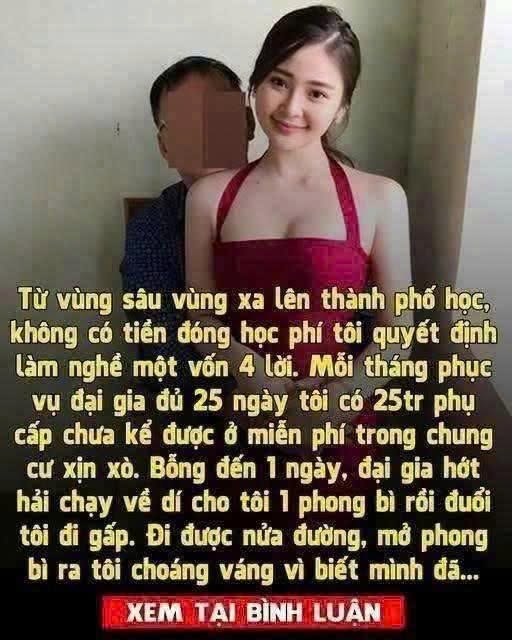 Từ vùng sâu vùng xa lên thành phố học, không có tiền đóng học phí tôi qu yết định làm nghề một vốn 4 lời. Mỗi tháng tiếp 10 vị “kh:ách V.IP” là tôi có 25 triệu, chưa kể được ở miễn phí